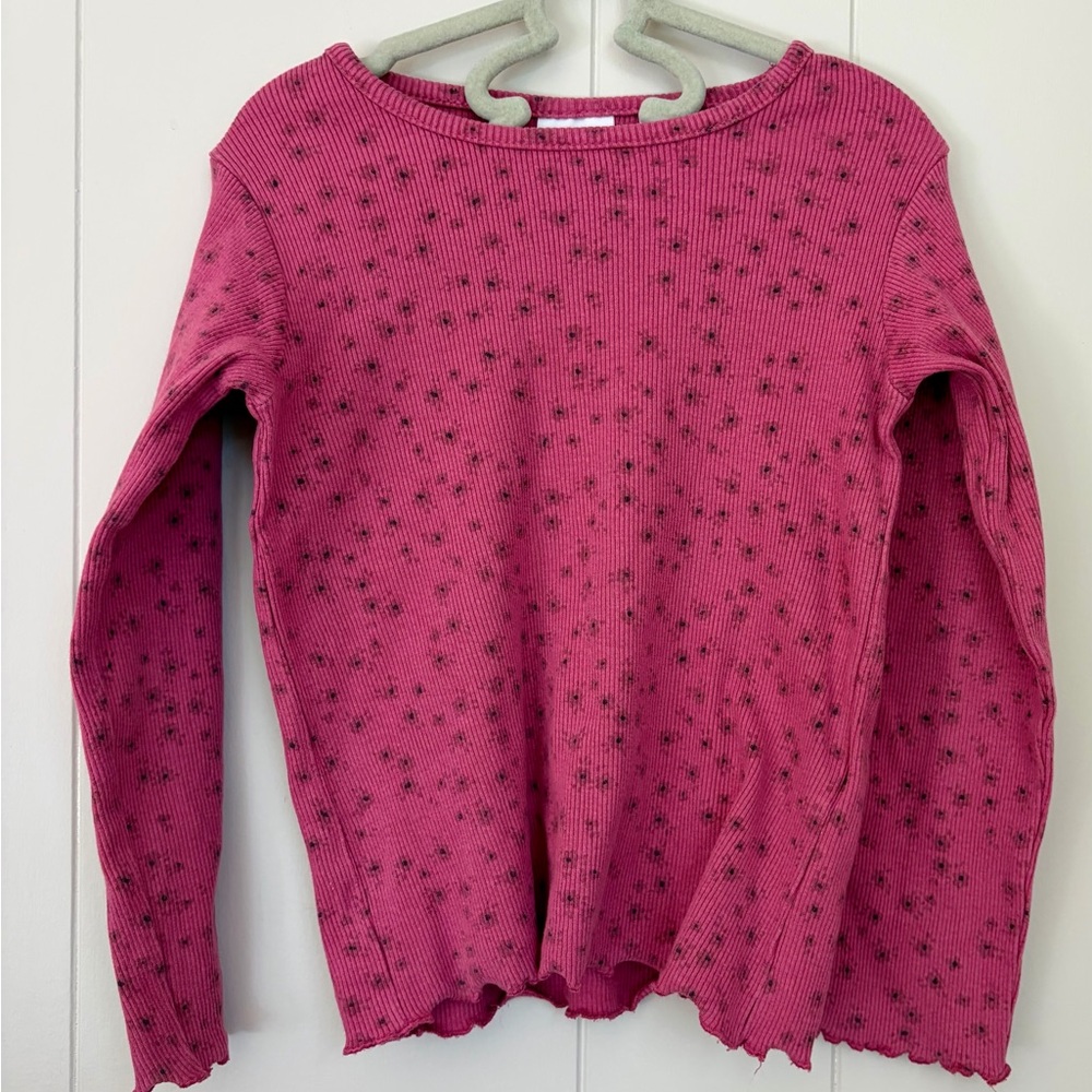 Zara Pink Ribbed Top with flowers
